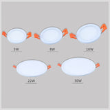 QIUBOSS LED Panel Lights 220V Led Recessed Downlight Ultra-thin Ceiling Lamps 5W 8W 30W Lighting Light 6000K for Bedroom Kitchen