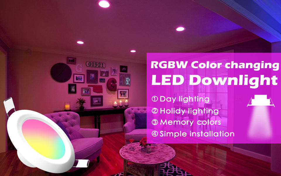 Dimmable LED Spot light 7W round downlight RGB Recessed Ceiling Lamp 220V 110V RGBW Color Changing LED Lighting for Room Bedroom