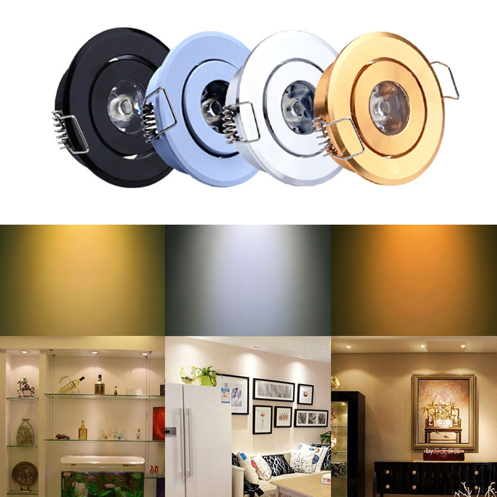 LED Spotlights 1W Mini AC85-265V 100PCS Recessed Light Led Downlight Jewelry Cabinet Lamp LED Mini Spotlight Lamp