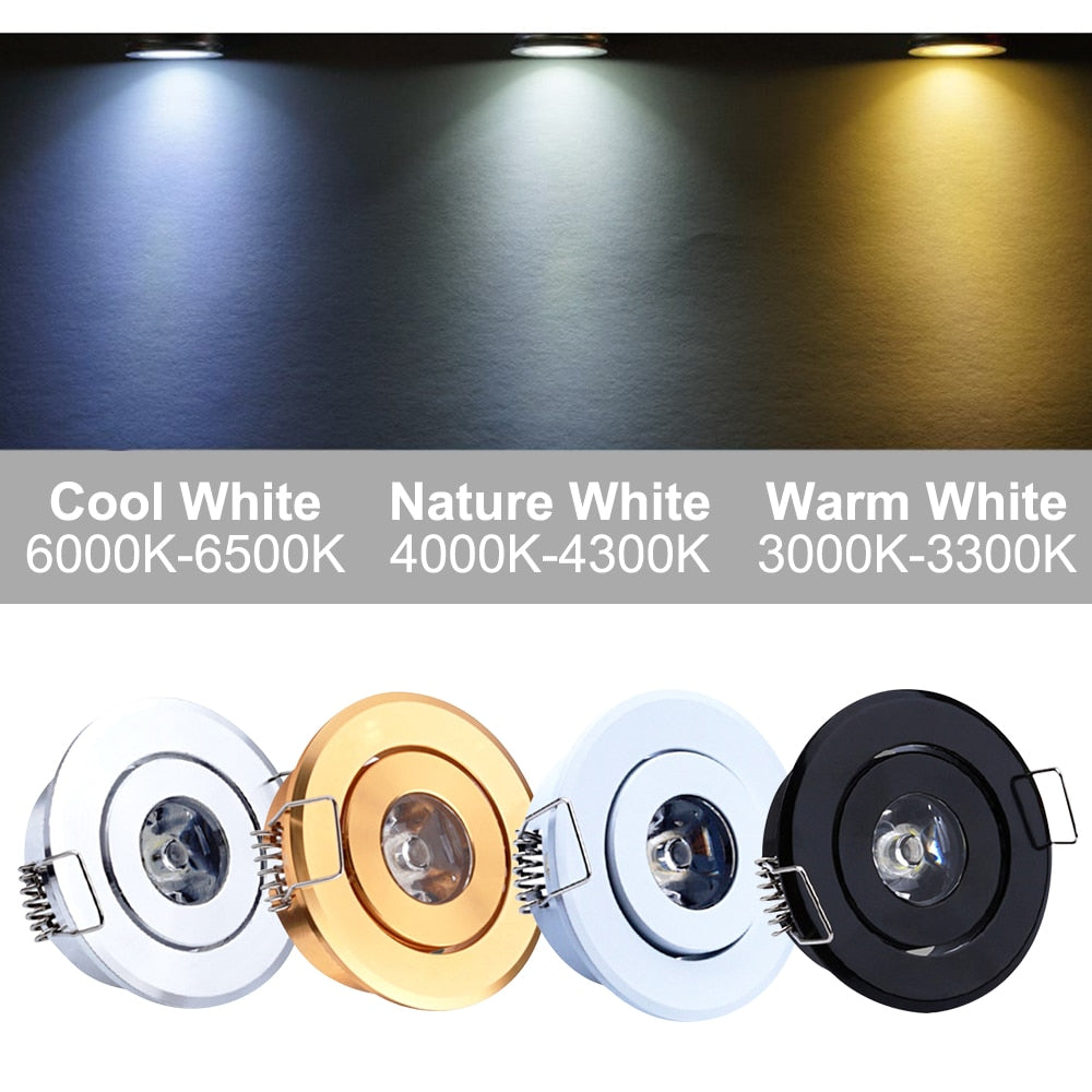 LED Spotlights 1W Mini AC85-265V 100PCS Recessed Light Led Downlight Jewelry Cabinet Lamp LED Mini Spotlight Lamp