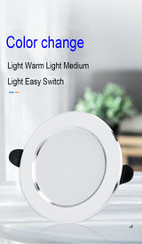 Downlight 3colors in 1 Lamp Natural White/Warm/Cold 5w 2pcs/lot LED Spot Light Indoor Recessed Lamp AC 220V LED Spotlight