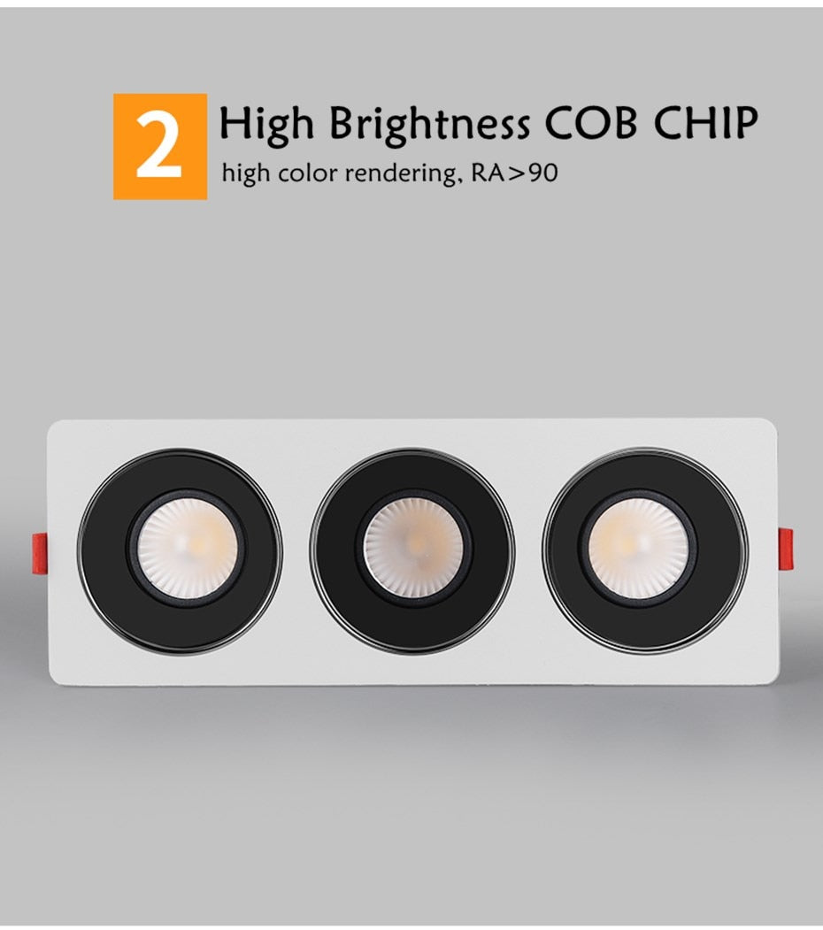 Led Downlight Recessed Dimmable Led Ceiling Light Spot Light Square Anti glare Design 7W 12W 15W For Living Room Bedroom Kitchen