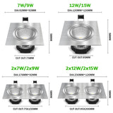 Dimmable Recessed COB LED Downlights 7W/12W/15W Square LED Ceiling Spot Lights AC85~265V Background Spot Lamps Indoor Lighting