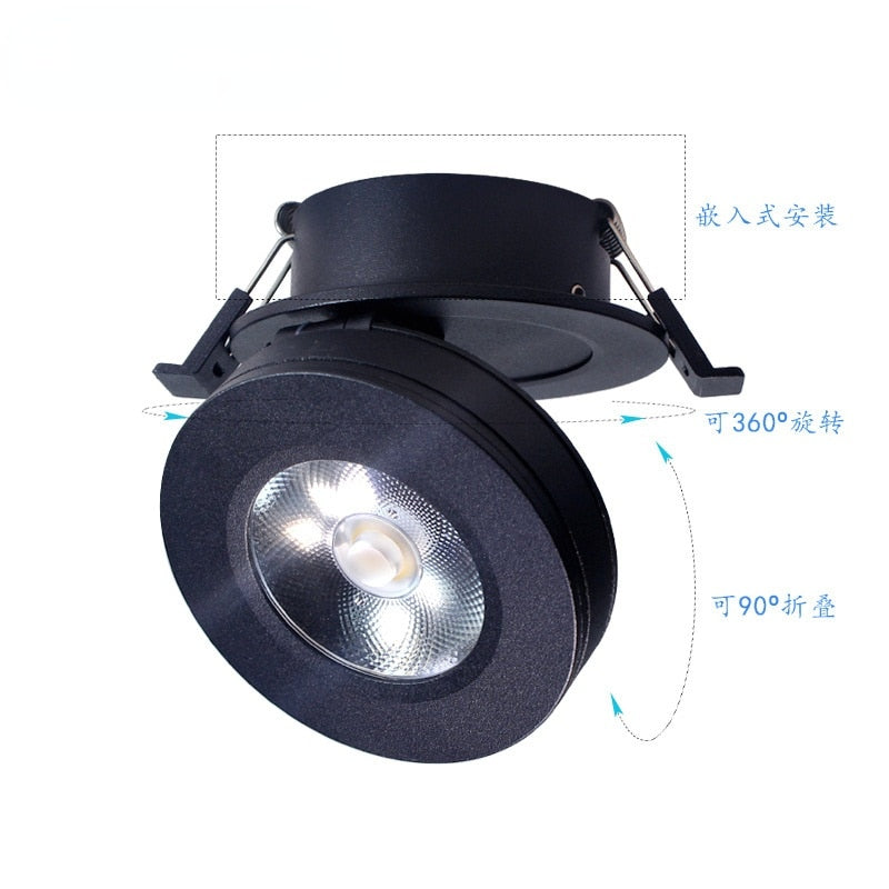 360-degree rotating ultra-thin LED downlight ceiling light wardrobe wine cabinet showcase corridor high CRI LED folding spotlight