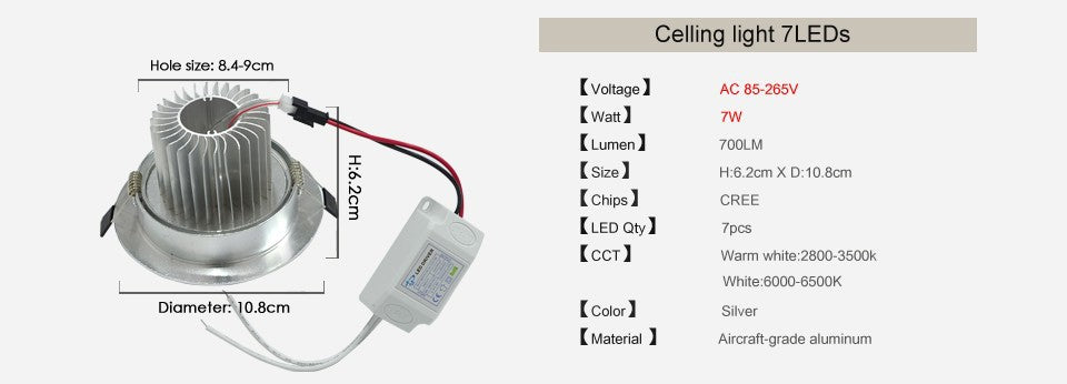 Spot Led Recessed Encastrable Led Spot Ceiling Lamp Cool and Warm White Led Downlight 3w 5w 7w 9w 12w 85-265V Spotlight