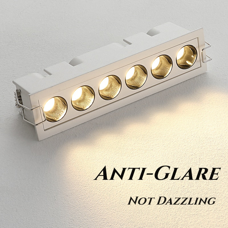 Modern LED Linear Downlights Recessed Anti-Glare Grille Ceiling Lamp AC85-265V Corridor Living Room Indoor Spot Lighting Fixture