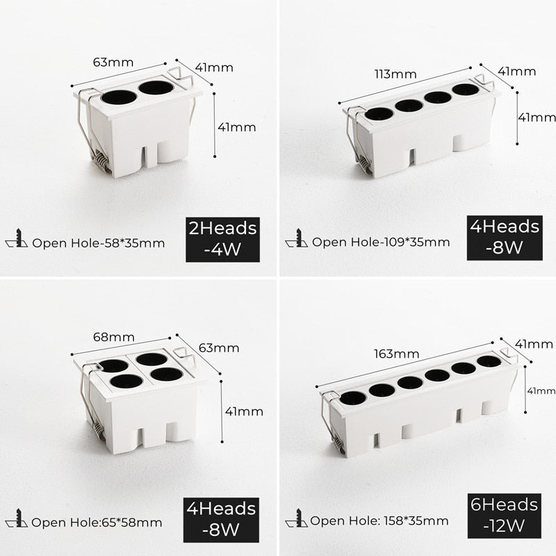 Modern LED Linear Downlights Recessed Anti-Glare Grille Ceiling Lamp AC85-265V Corridor Living Room Indoor Spot Lighting Fixture