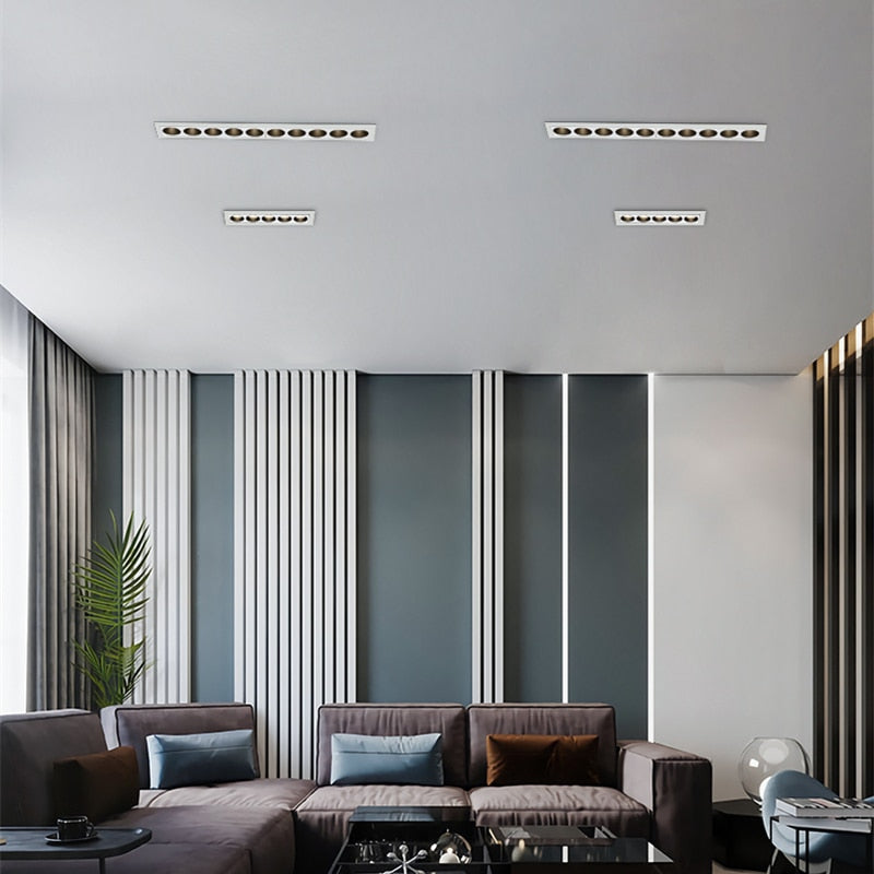Modern LED Linear Downlights Recessed Anti-Glare Grille Ceiling Lamp AC85-265V Corridor Living Room Indoor Spot Lighting Fixture