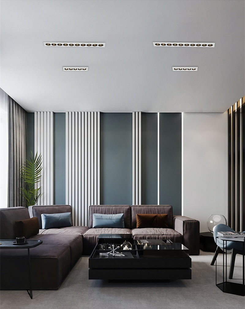 Modern LED Linear Downlights Recessed Anti-Glare Grille Ceiling Lamp AC85-265V Corridor Living Room Indoor Spot Lighting Fixture