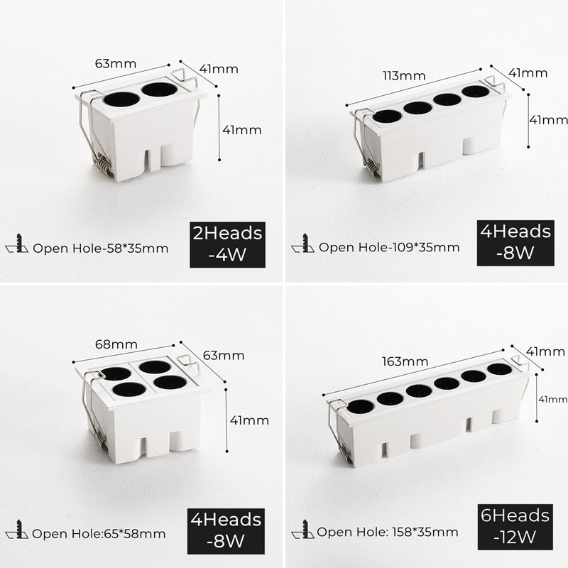 Modern LED Linear Downlights Recessed Anti-Glare Grille Ceiling Lamp AC85-265V Corridor Living Room Indoor Spot Lighting Fixture