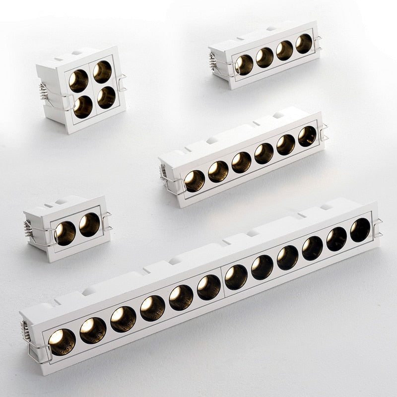 Modern LED Linear Downlights Recessed Anti-Glare Grille Ceiling Lamp AC85-265V Corridor Living Room Indoor Spot Lighting Fixture