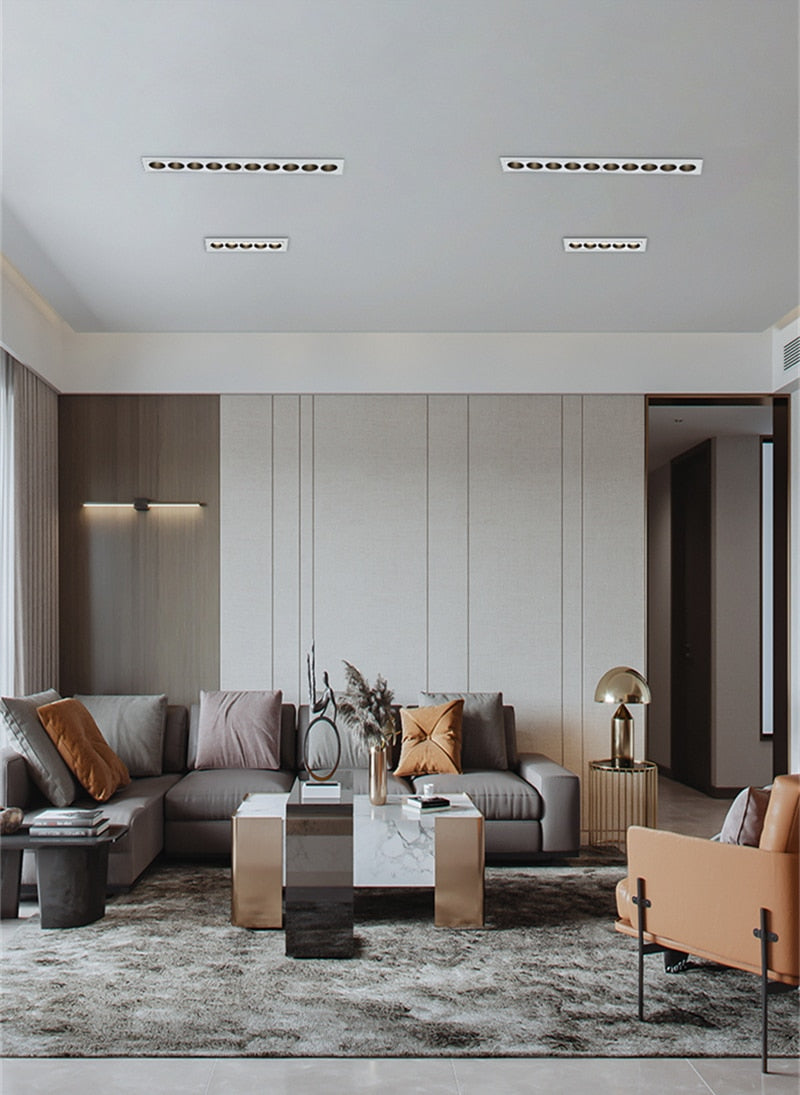 Modern LED Linear Downlights Recessed Anti-Glare Grille Ceiling Lamp AC85-265V Corridor Living Room Indoor Spot Lighting Fixture