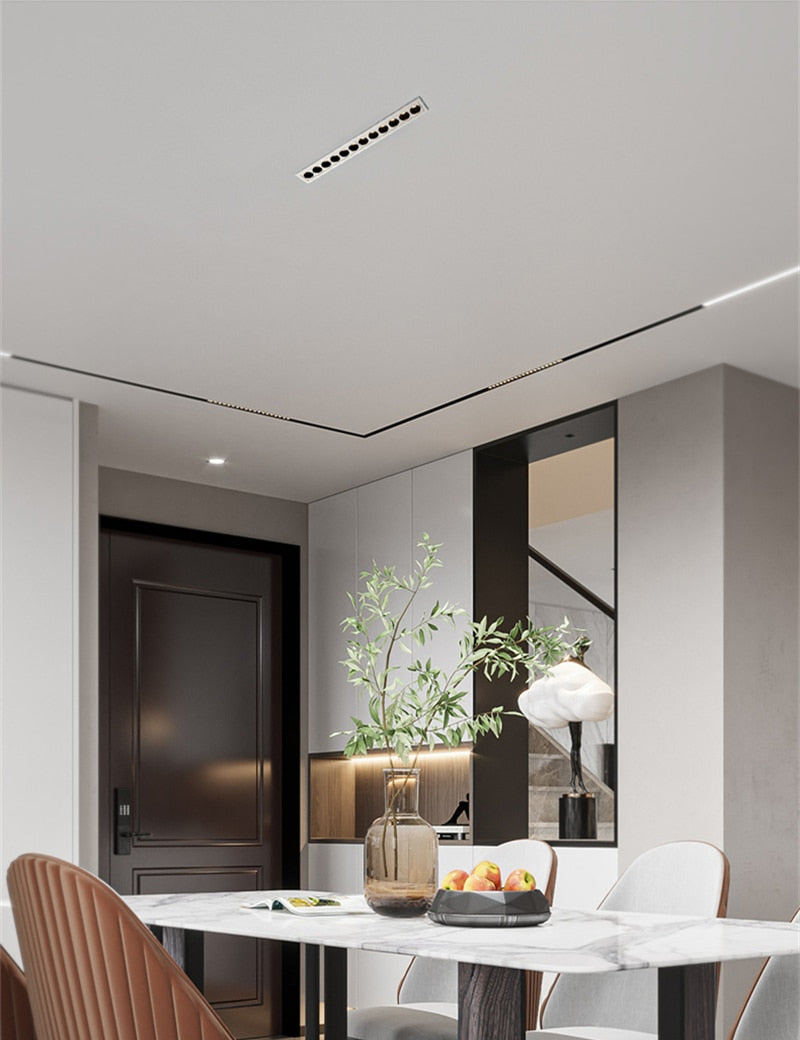 Modern LED Linear Downlights Recessed Anti-Glare Grille Ceiling Lamp AC85-265V Corridor Living Room Indoor Spot Lighting Fixture