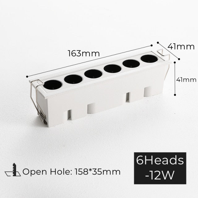 Modern LED Linear Downlights Recessed Anti-Glare Grille Ceiling Lamp AC85-265V Corridor Living Room Indoor Spot Lighting Fixture