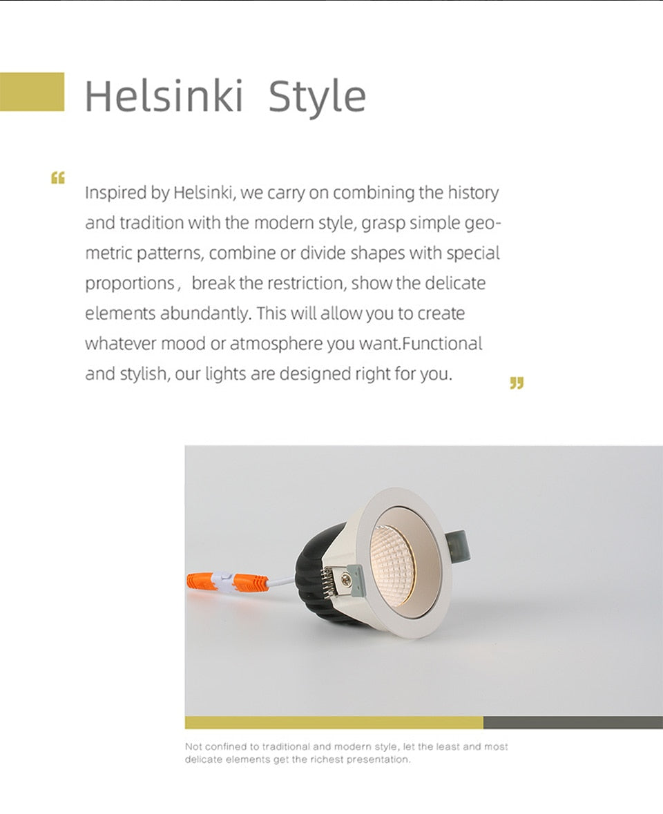 LED Recessed Ceiling Downlight 14W 7W LED Spot lighting Anti-Glare COB Spot light Indoor Lighting