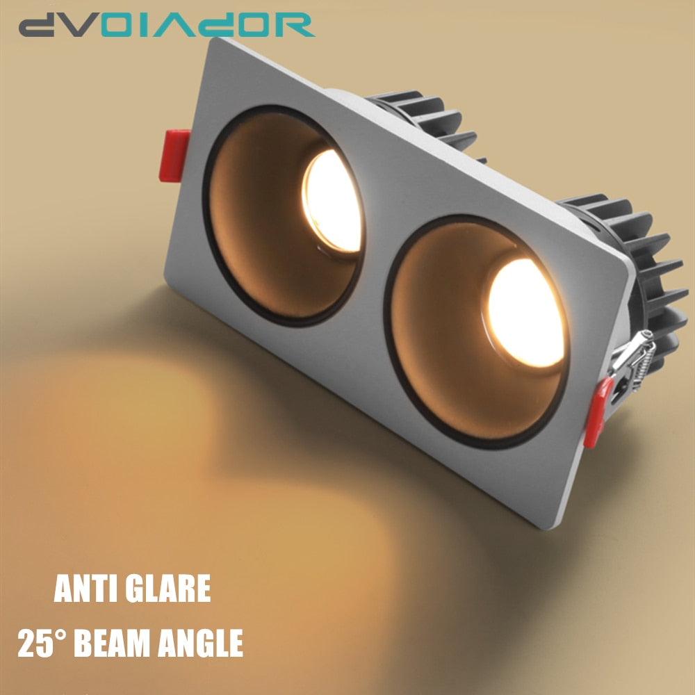 LED Downlights Anti Galre 2 Head Ceiling Spot Light 14W 24W 30W 40W for Kitchen Bedroom Living room AC110V 220V Frame Changeable