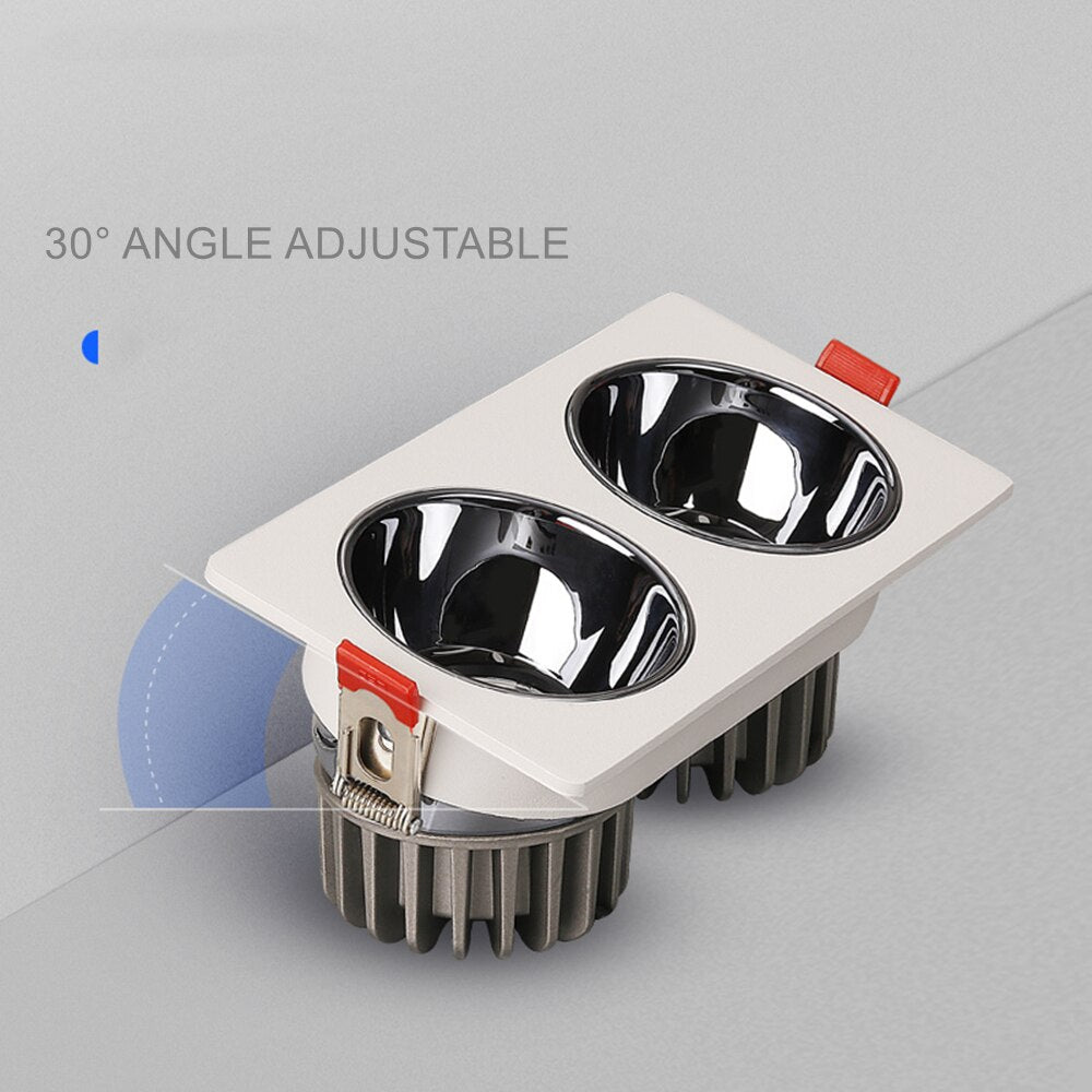 LED Downlights Anti Galre 2 Head Ceiling Spot Light 14W 24W 30W 40W for Kitchen Bedroom Living room AC110V 220V Frame Changeable