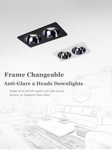 LED Downlights Anti Galre 2 Head Ceiling Spot Light 14W 24W 30W 40W for Kitchen Bedroom Living room AC110V 220V Frame Changeable