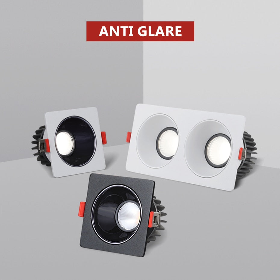 LED Downlights Anti Galre 2 Head Ceiling Spot Light 14W 24W 30W 40W for Kitchen Bedroom Living room AC110V 220V Frame Changeable