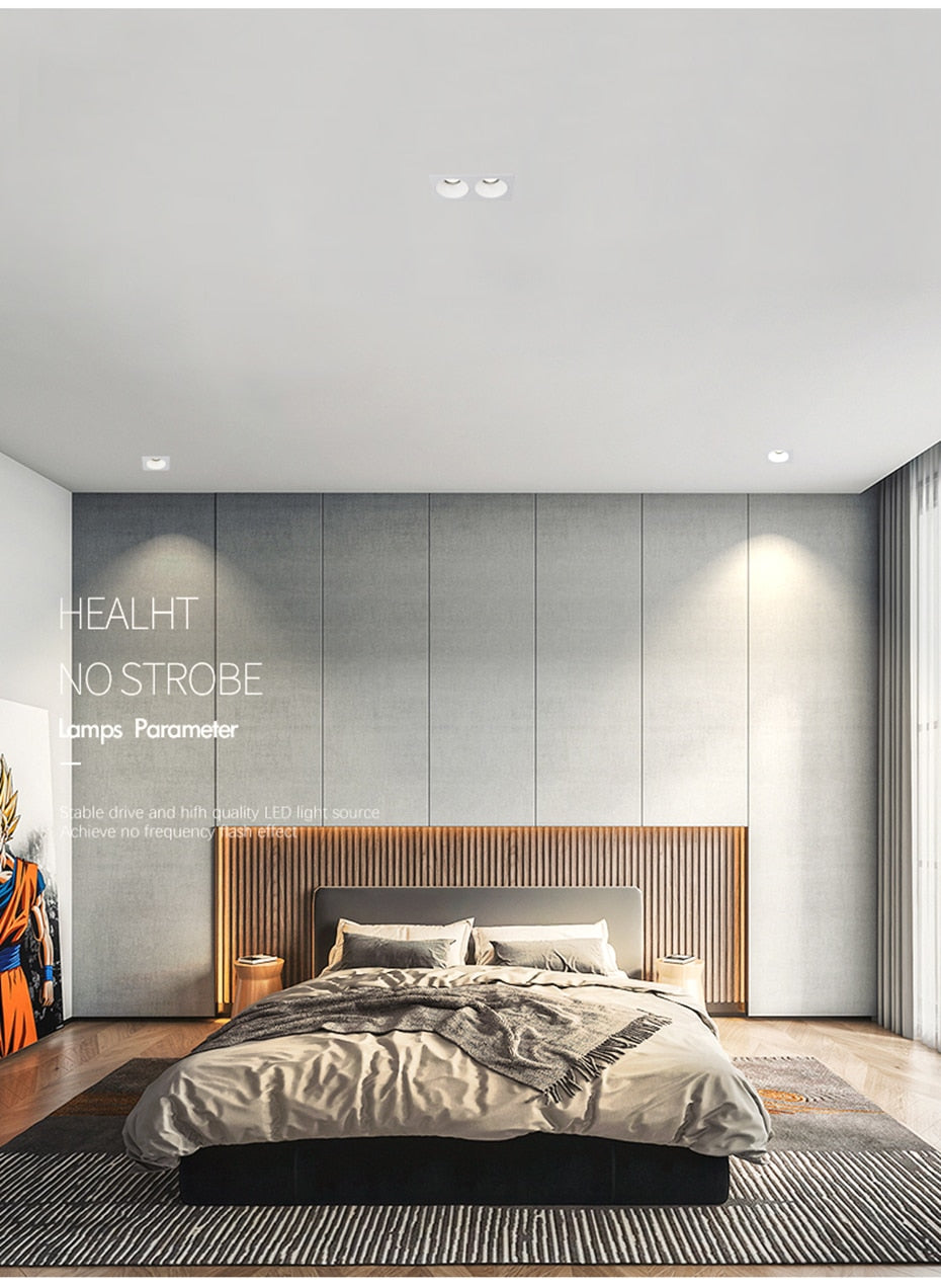 LED Downlights Anti Galre 2 Head Ceiling Spot Light 14W 24W 30W 40W for Kitchen Bedroom Living room AC110V 220V Frame Changeable