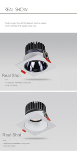 Frame Changeable LED Downlights Anti Galre Square Ceiling Spot Lights 7W 12W 15W 20W for Kitchen Bedroom Living room AC110V 220V