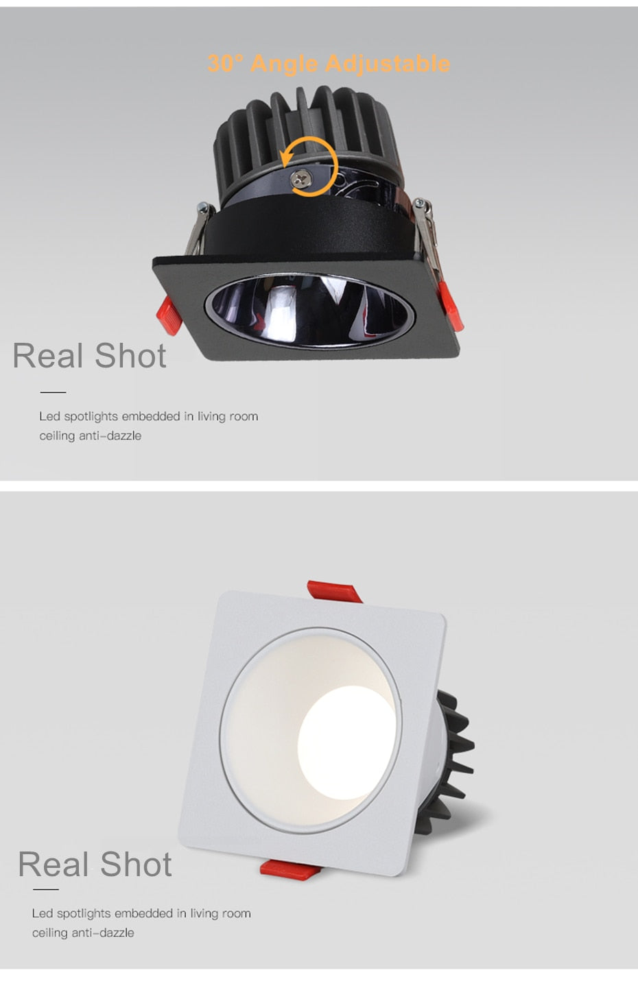 Frame Changeable LED Downlights Anti Galre Square Ceiling Spot Lights 7W 12W 15W 20W for Kitchen Bedroom Living room AC110V 220V