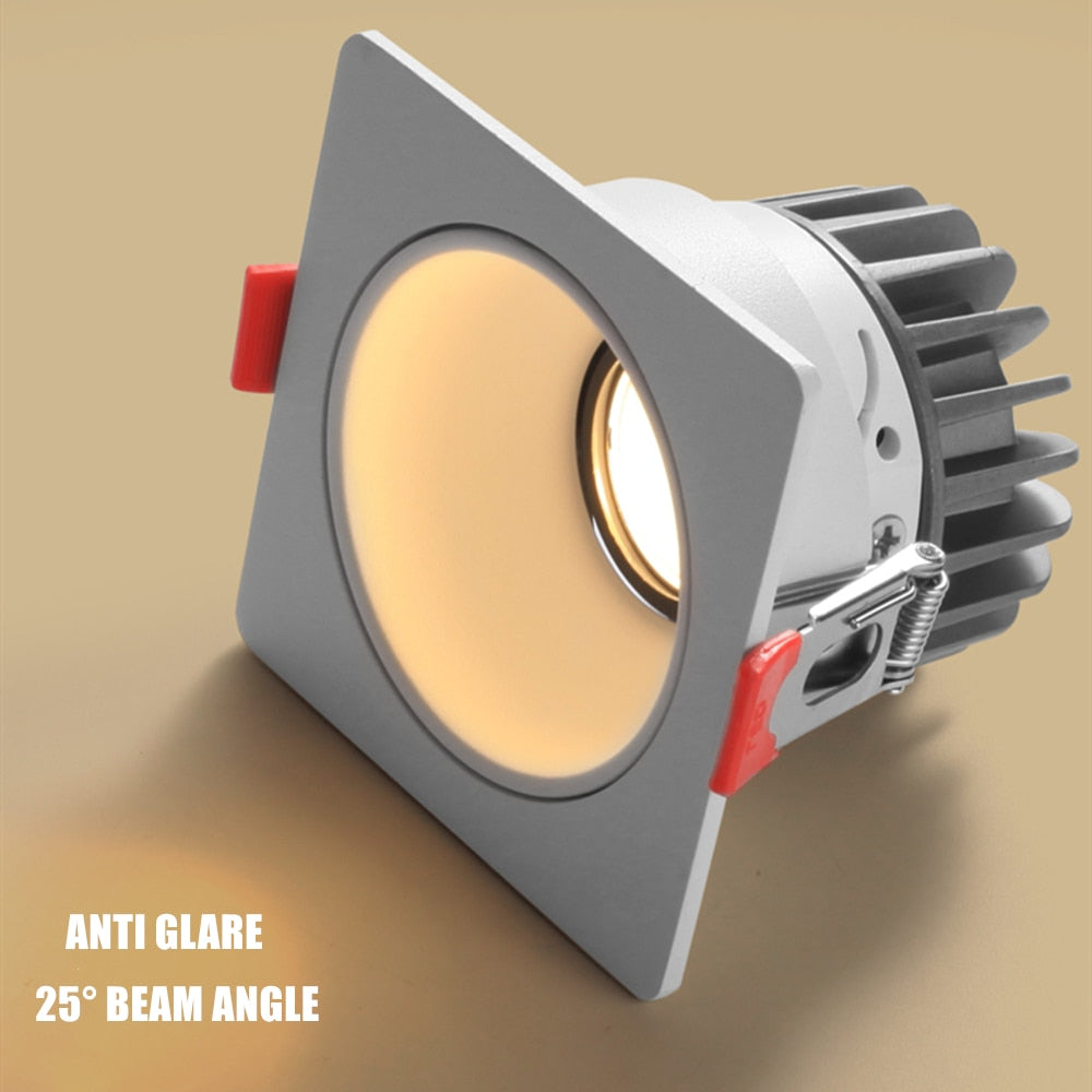 Frame Replaceable Angle Adjust Recessed Downlight 7W 12W 15W 20W Anti Glare Ceiling Spot Lamp for Hotel TV Background Aisle