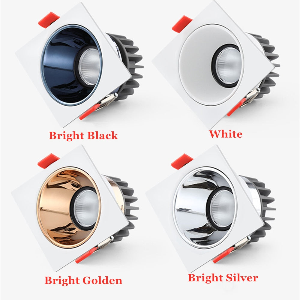 Frame Replaceable Angle Adjust Recessed Downlight 7W 12W 15W 20W Anti Glare Ceiling Spot Lamp for Hotel TV Background Aisle