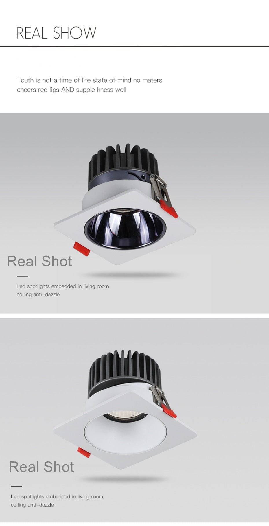 Frame Replaceable Angle Adjust Recessed Downlight 7W 12W 15W 20W Anti Glare Ceiling Spot Lamp for Hotel TV Background Aisle