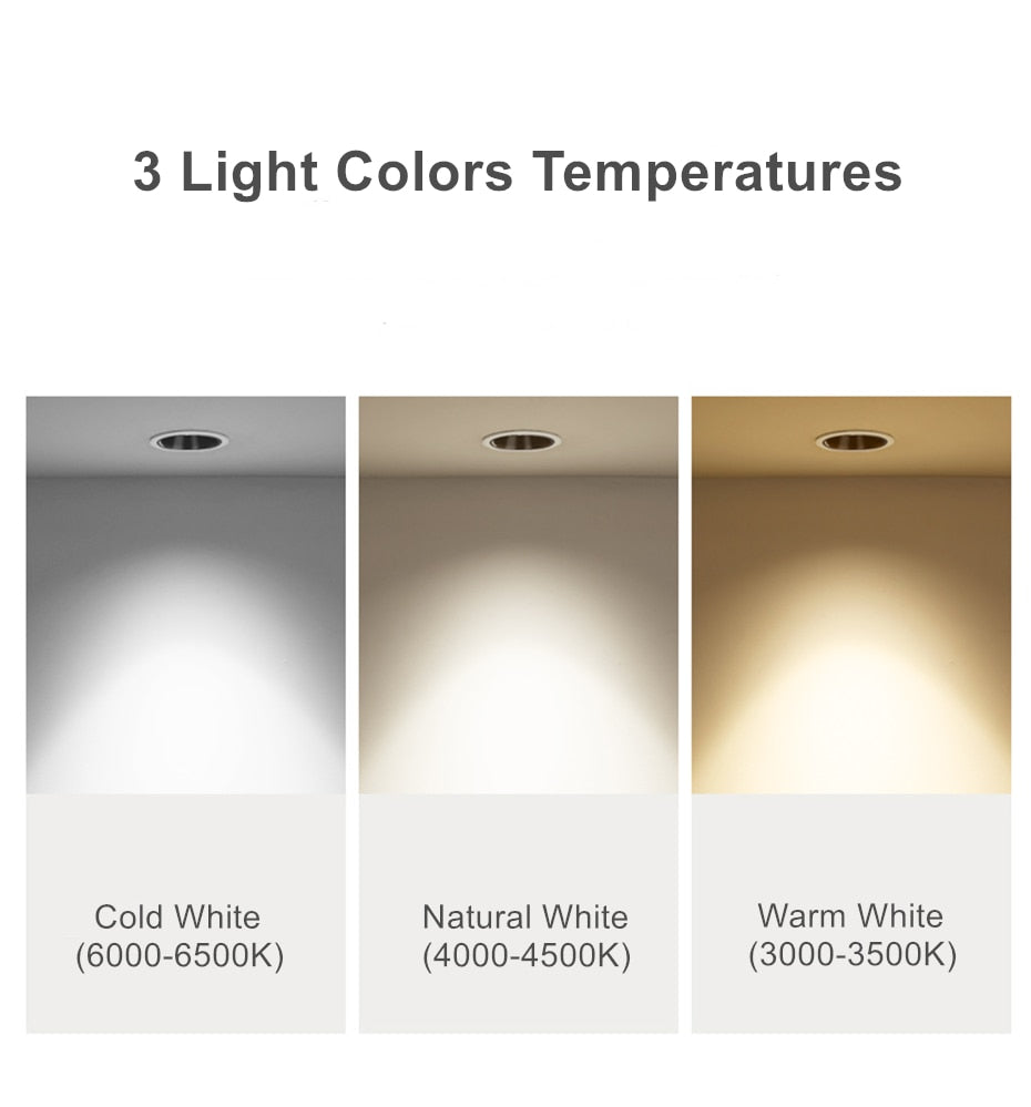 Frame Replaceable Angle Adjust Recessed Downlight 7W 12W 15W 20W Anti Glare Ceiling Spot Lamp for Hotel TV Background Aisle