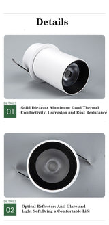 Anti Glare Led Downlight Ceiling Spot Light 7W 12W Dimmable LED Bulb AC85-265V Round Recessed lamp for indoor Lighting Fixtures