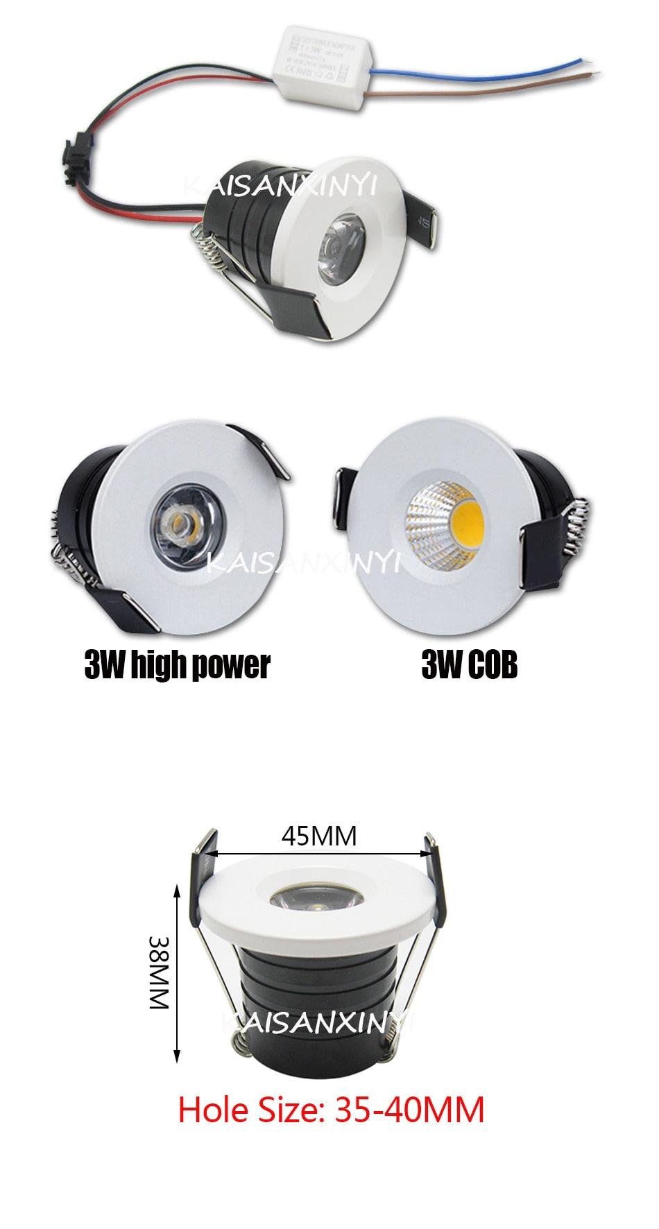 10pcs 3W LED Downlight Aluminum Recessed Dimmable Spot Lighting 220V 110V Ceiling Bedroom Kitchen Indoor Down Lamp - LED Lights For Sale : Affordable LED Solutions : Wholesale Prices
