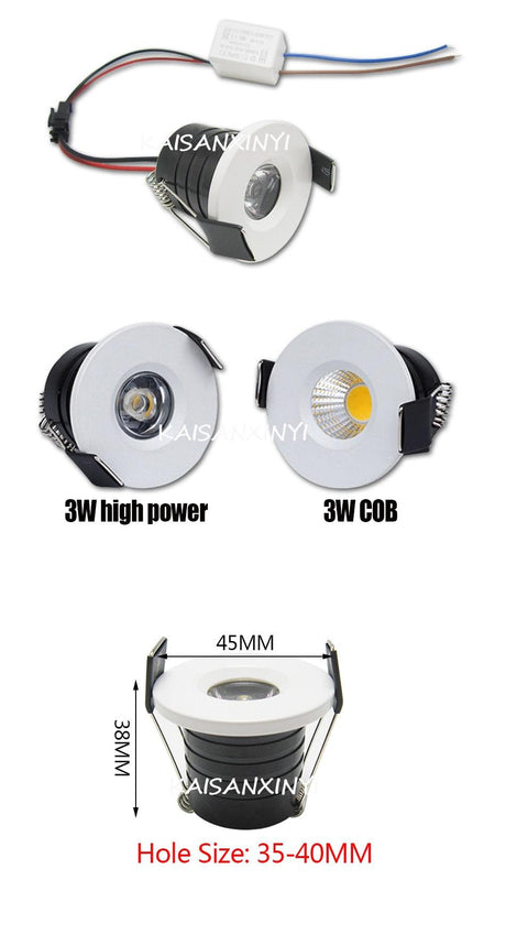 10pcs 3W LED Downlight Aluminum Recessed Dimmable Spot Lighting 220V 110V Ceiling Bedroom Kitchen Indoor Down Lamp - LED Lights For Sale : Affordable LED Solutions : Wholesale Prices