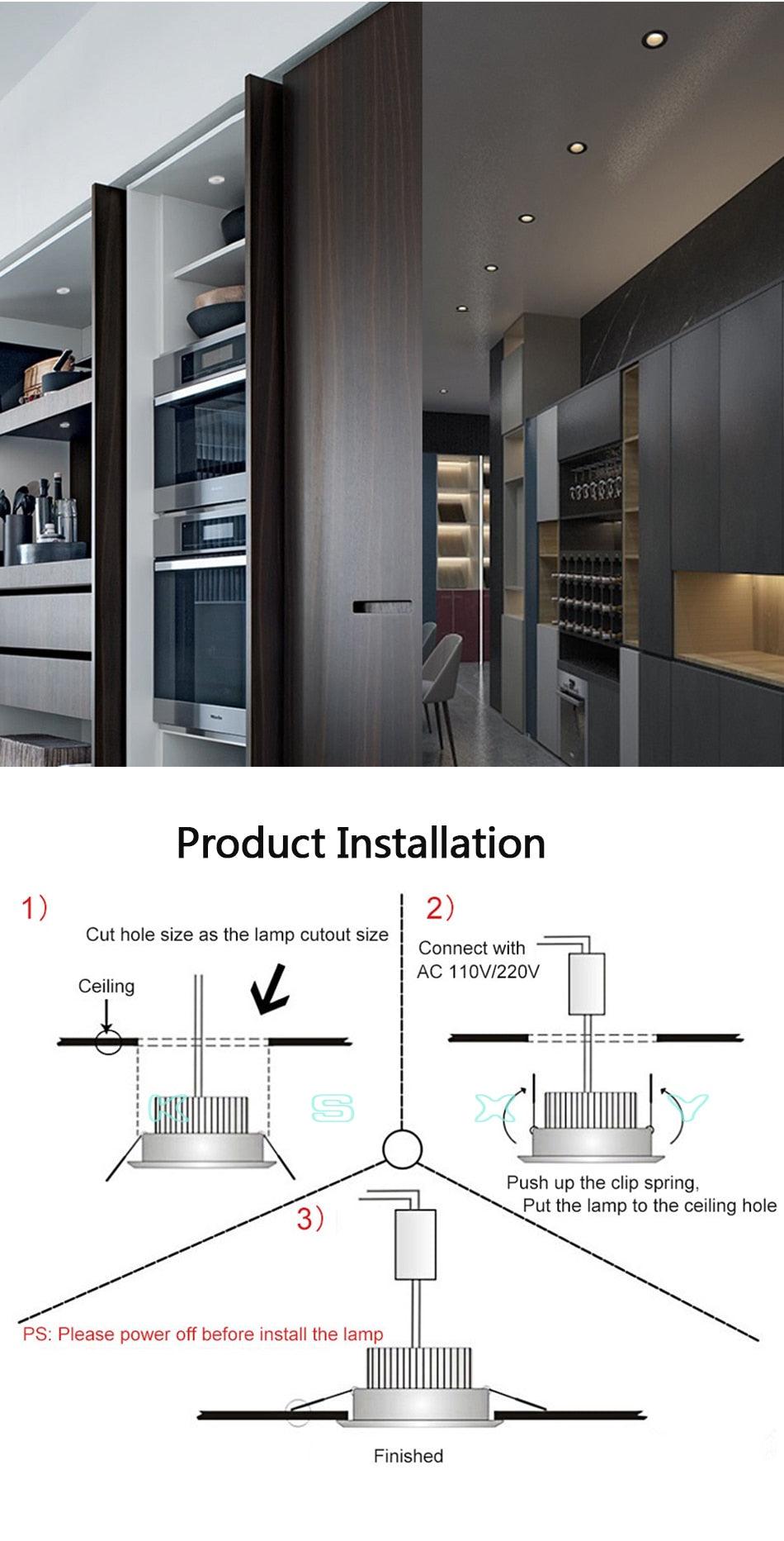 10pcs 3W LED Downlight Aluminum Recessed Dimmable Spot Lighting 220V 110V Ceiling Bedroom Kitchen Indoor Down Lamp - LED Lights For Sale : Affordable LED Solutions : Wholesale Prices