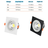 Recessed Square Dimmable LED Downlights 7W 9W 12W COB LED Ceiling Lamp AC85-265V Warm/Cold White LED Spot Lights Indoor Lighting