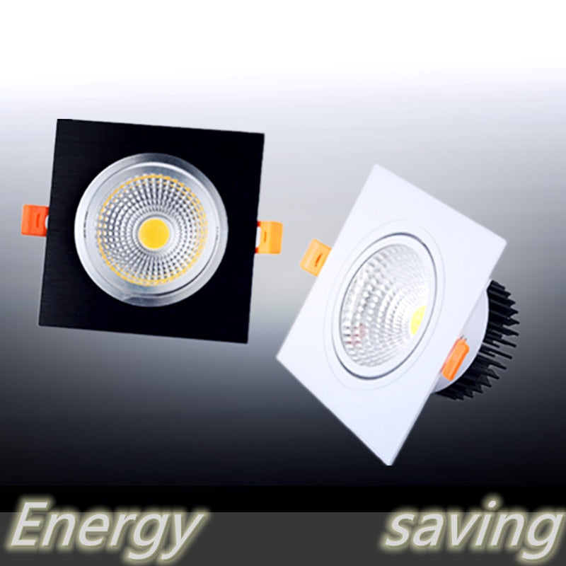 Recessed Square Dimmable LED Downlights 7W 9W 12W COB LED Ceiling Lamp AC85-265V Warm/Cold White LED Spot Lights Indoor Lighting