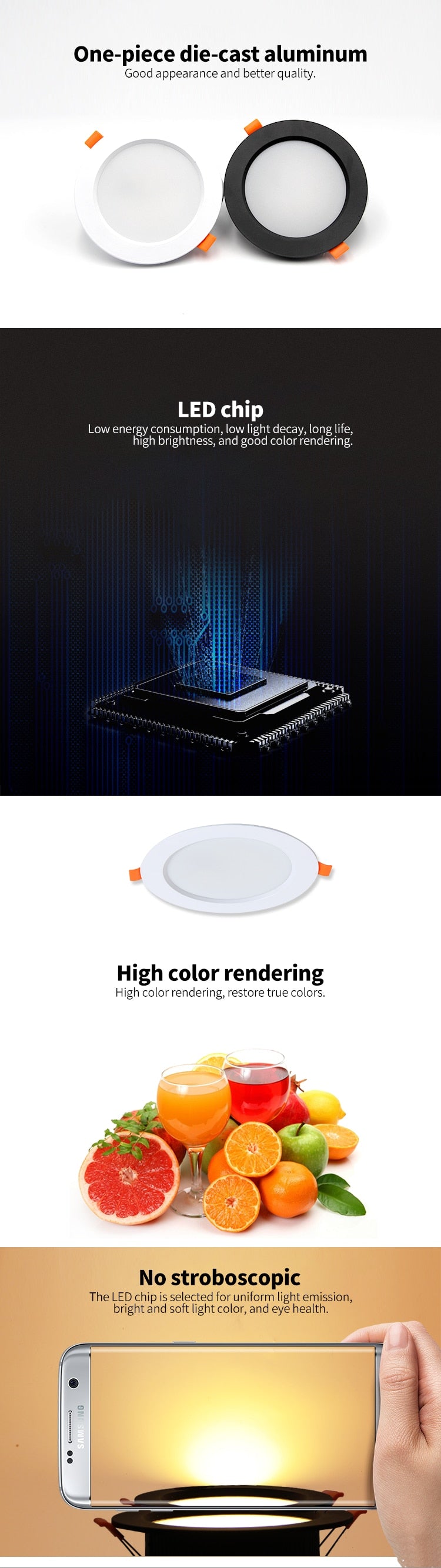 Led Downlight Recessed Indoor Led Ceiling Lamp 7W 9W 12W 15W AC220V Led Spot Lamp For Living Room Foyer Bar Counter Office