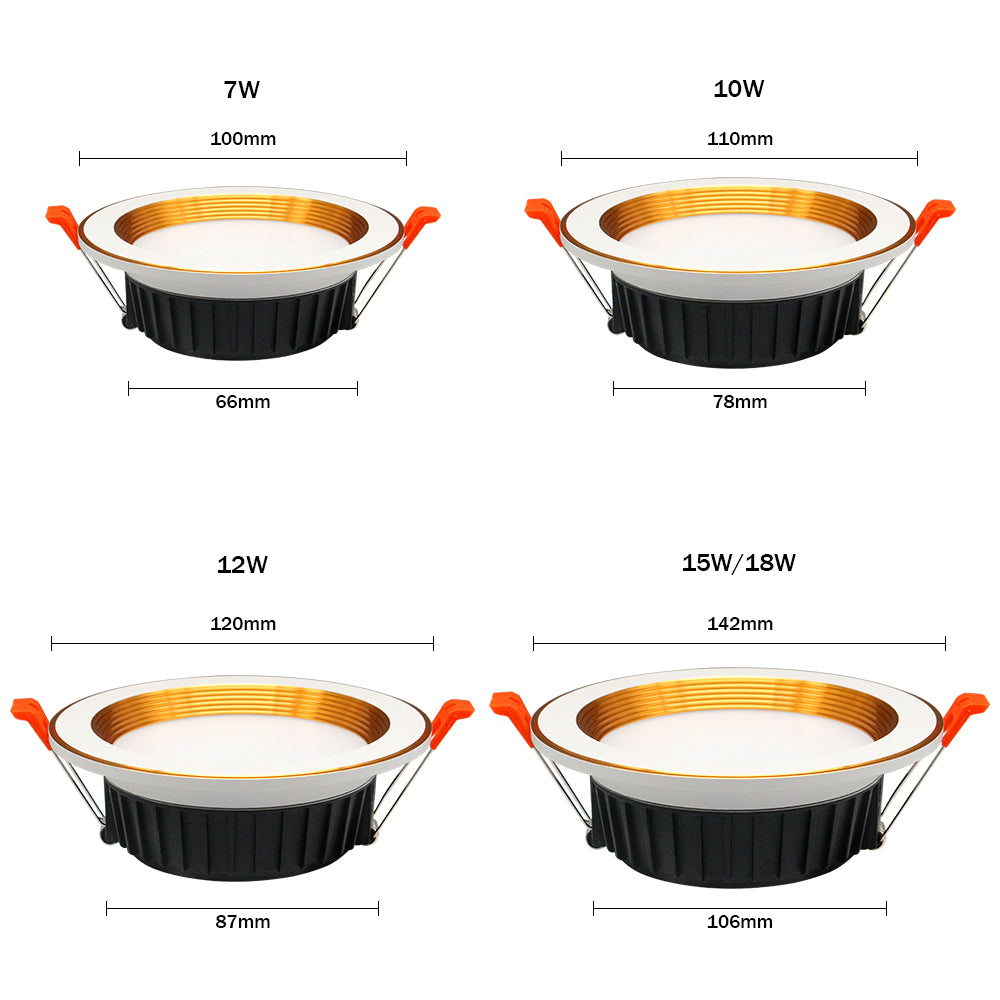 LED Downlight Ceiling Led Recessed Downlight Golden Aluminum Round Recessed Lamp Spot Led 7W 9W 12W For Room Office Lighting