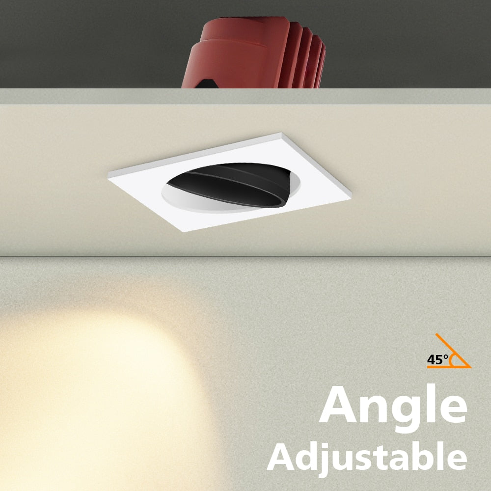 Dimmable Square Led Downlight Ceiling Spot Light 7w 15w 24w COB Ceiling Recessed Downlight AC85-265V Recessed Indoor Lightings