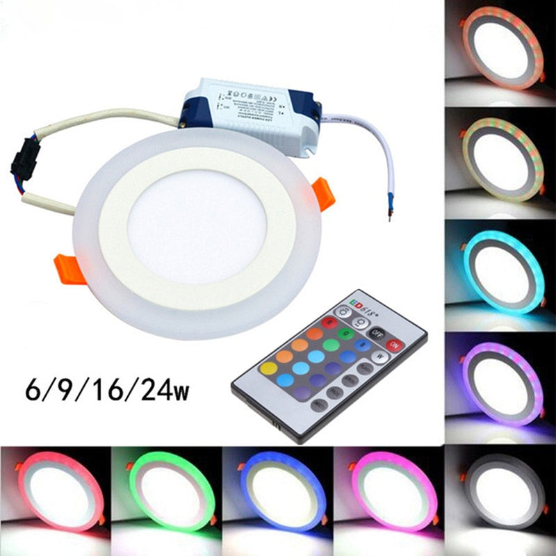 LED Panel light Round  Downlight RGB & white/warm Ceiling Recessed with Remote Control 6W - 24W 3 Model LED Lamp Double Color