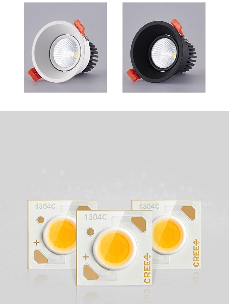 Dimmable LED COB Downlight 7W/10W/15W 18W Round Recessed LED Spot Light lumination Indoor Decoration Ceiling Lamp AC110V/ 220V