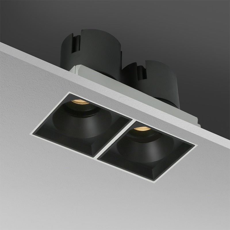 LED embedded square downlight borderless anti-glare ceiling spotlight without main light for home living room