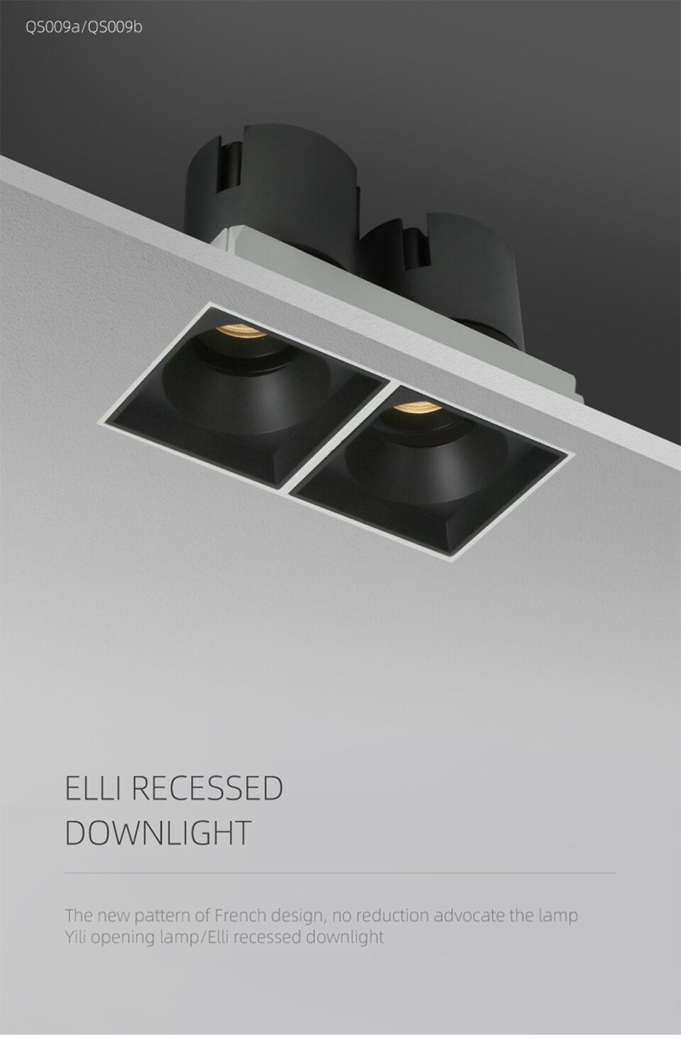 LED embedded square downlight borderless anti-glare ceiling spotlight without main light for home living room