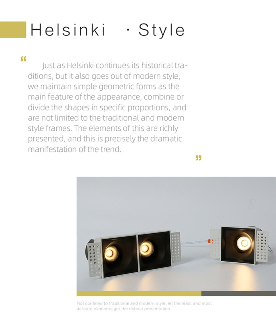 LED embedded square downlight borderless anti-glare ceiling spotlight without main light for home living room