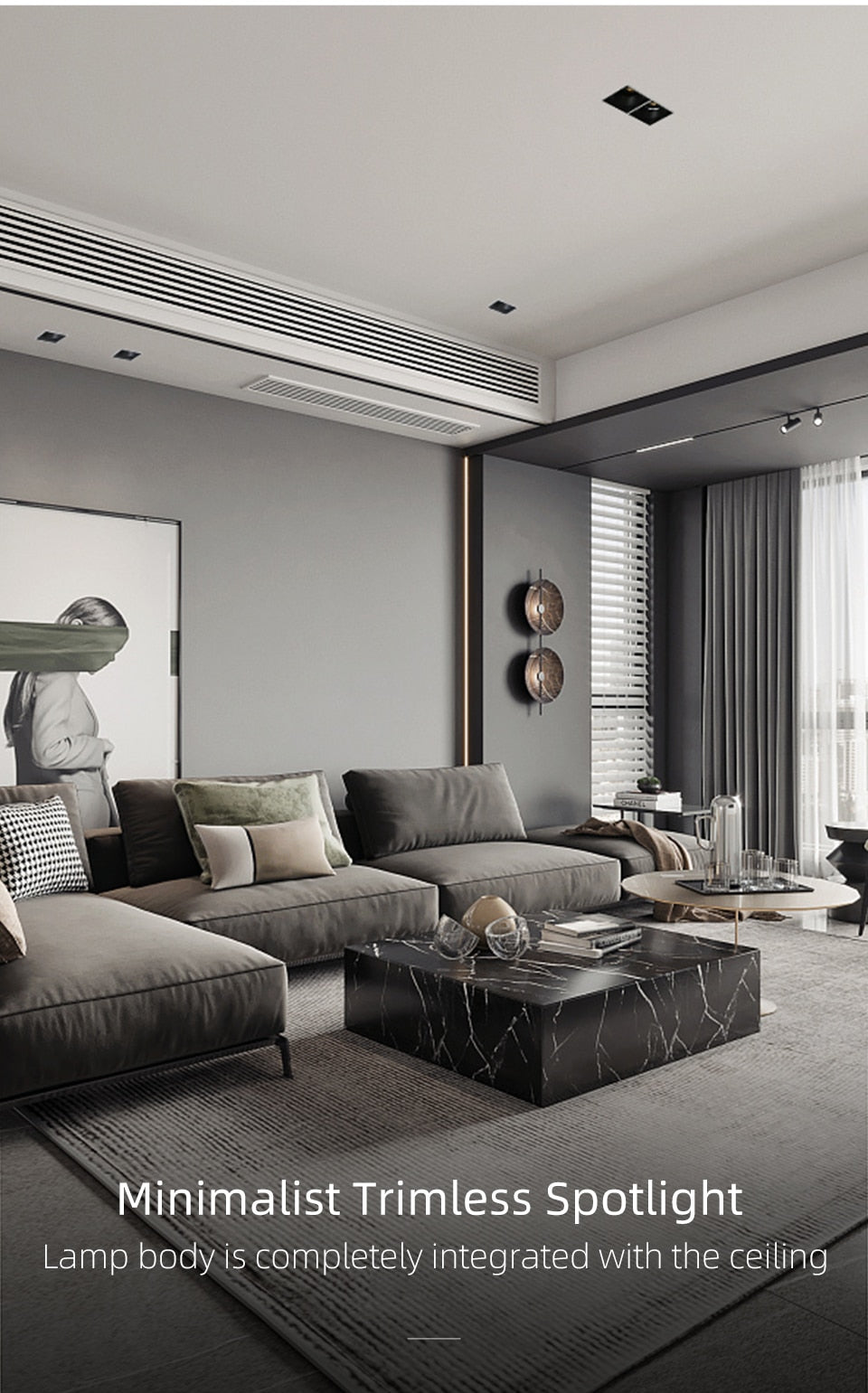 LED embedded square downlight borderless anti-glare ceiling spotlight without main light for home living room