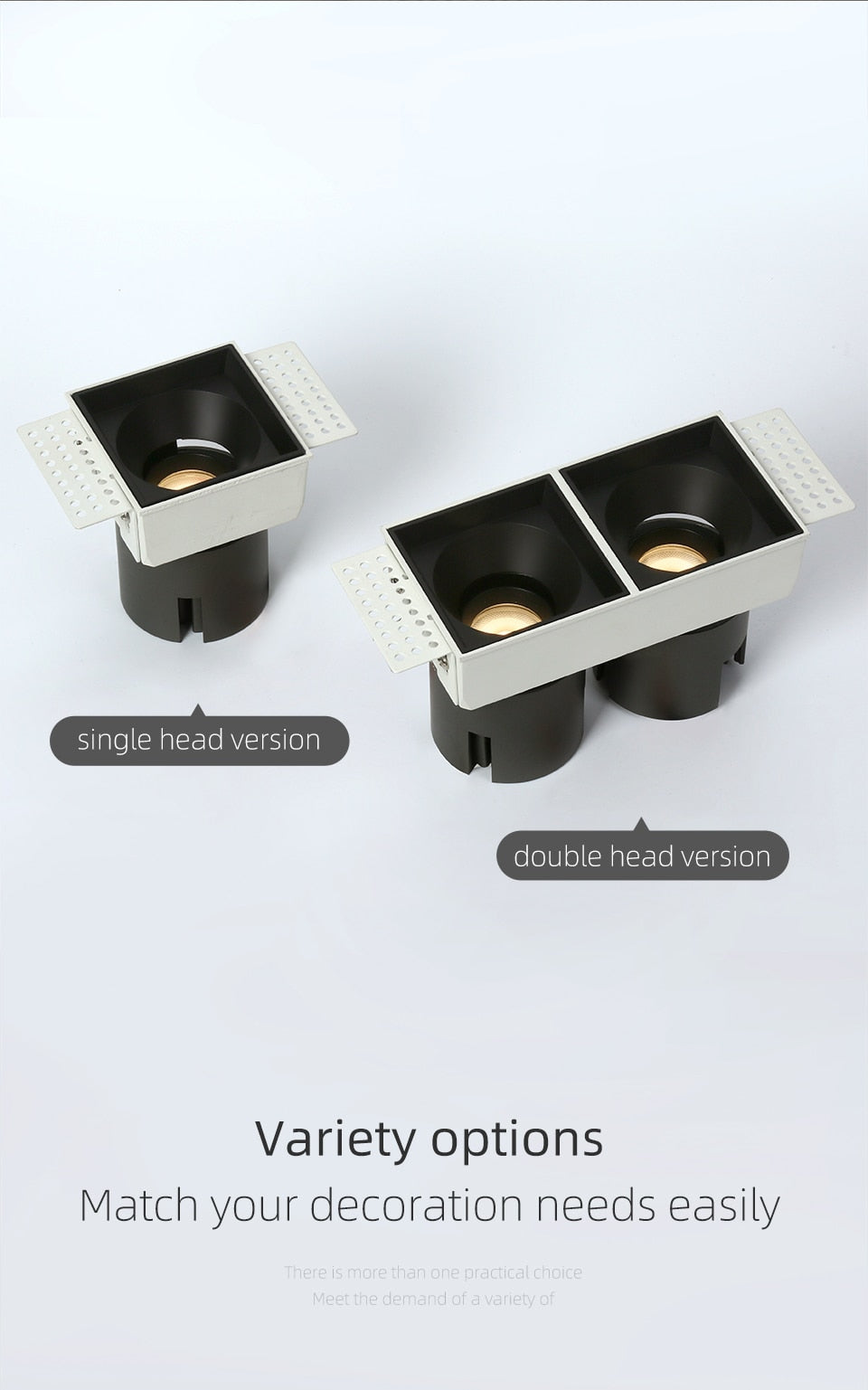 LED embedded square downlight borderless anti-glare ceiling spotlight without main light for home living room