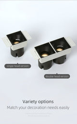 LED embedded square downlight borderless anti-glare ceiling spotlight without main light for home living room