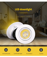 Led Downlight COB Ceiling Spot Light 12W 15W Ceiling Recessed Round Ceiling Lamp AC 220V-240V Indoor Lighting