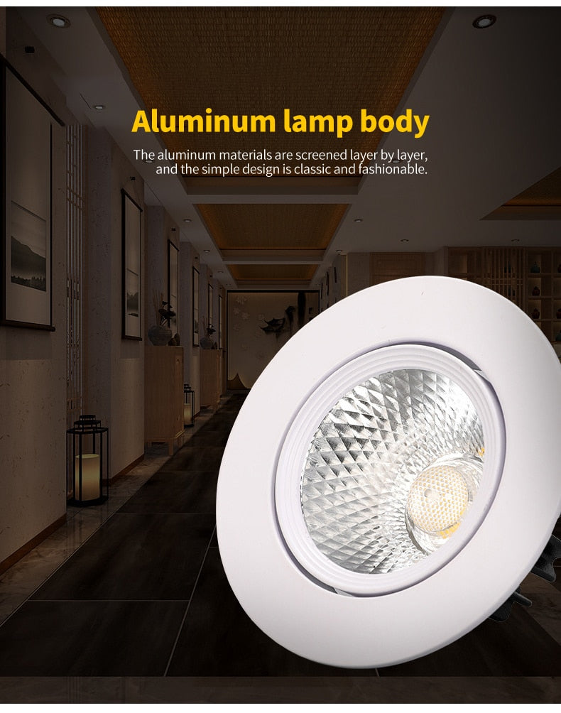 Led Downlight COB Ceiling Spot Light 12W 15W Ceiling Recessed Round Ceiling Lamp AC 220V-240V Indoor Lighting
