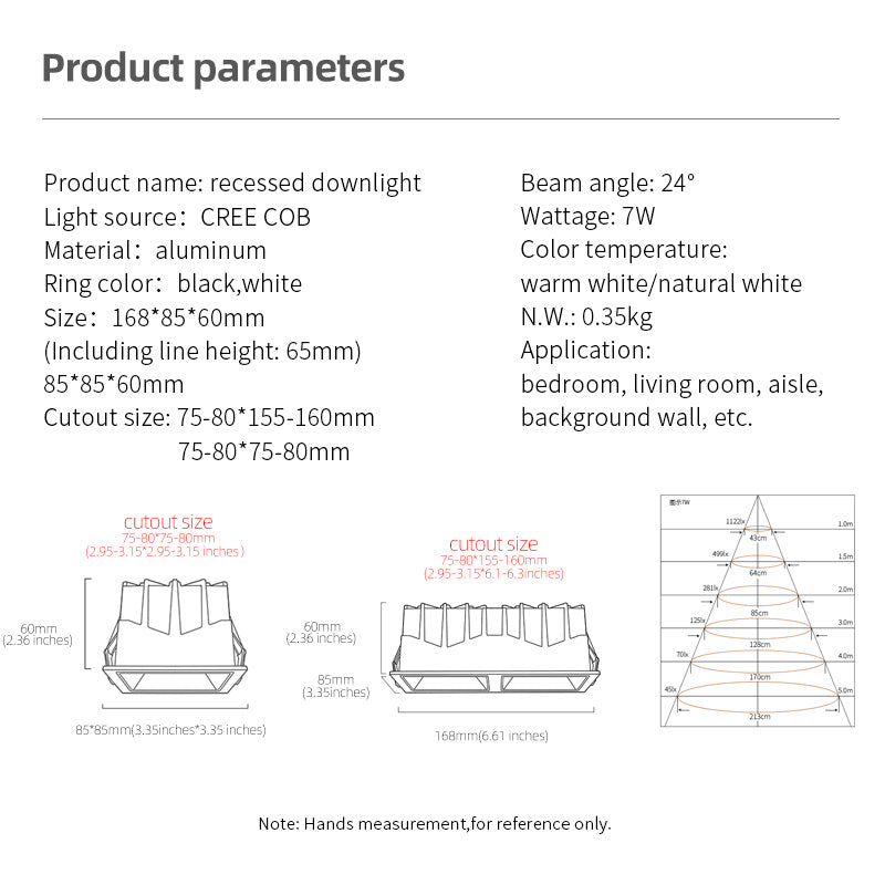 Aisilan LED Embedded Ceiling Spotlight Square Downlight Grille Honeycomb Anti-glare Recessed Light For Indoor Living Room